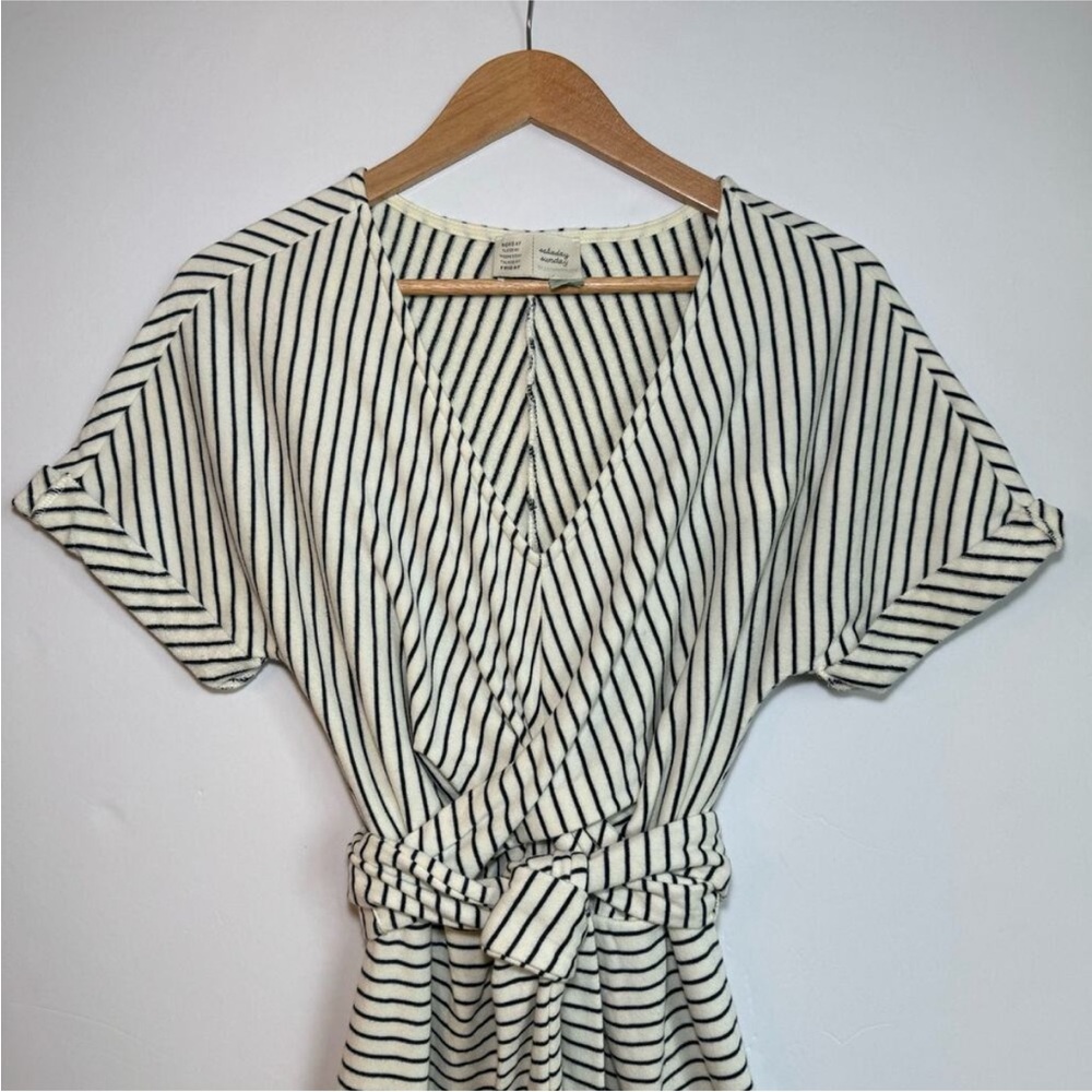 Anthropologie Saturday Sunday Striped Knit Midi Dress Small Womens Off White Nvy - Picture 4 of 14